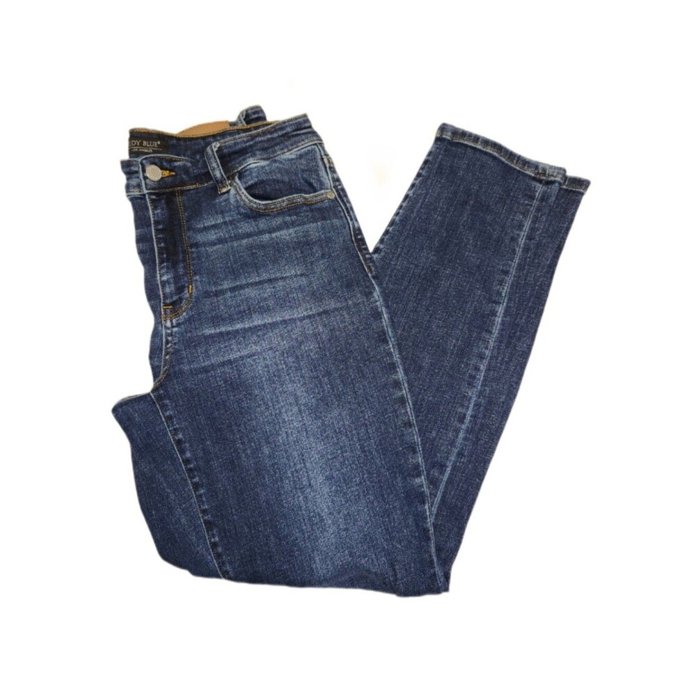 Judy Blue JB82607MD-CO Slim Fit Mid Rise Medium Wash Distressed Jeans, 11/30